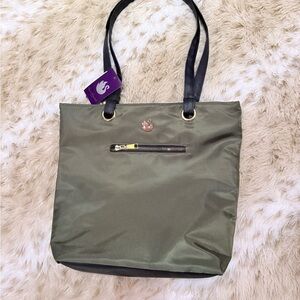 Gloria Vanderbilt Olive Tote with Black Straps
